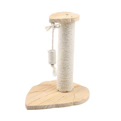 China Small Cheap Quality Sisal Simple Viable Wooden Cat Scratching Post with Rope and Sisal Ball for sale