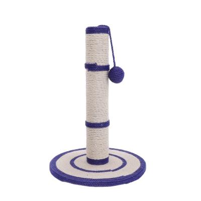 China Viable Blue Orange Brown Sisal Fabric Cat Scratching Post With Sisal Rope Small Cheap Cat Tree Ball for sale