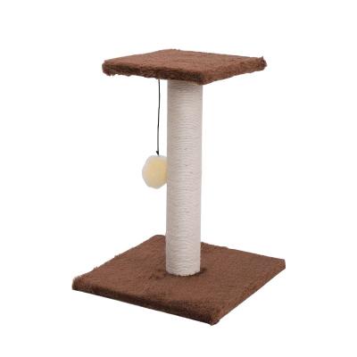 China Gray Brown Sisal Fabric Sustainable Cat Striping Pole With Small Cheap Sisal Rope Ball Cat Tree for sale