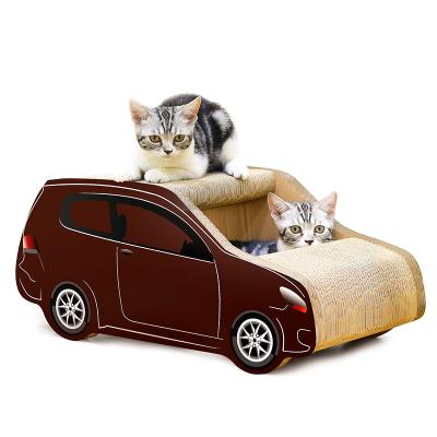 China Durable Pet Toys Cat Scratcher Cardboard Scratch Lounge Durable Cats Cardboard Shape Car Work Area for Kittens with Free Catnip for sale