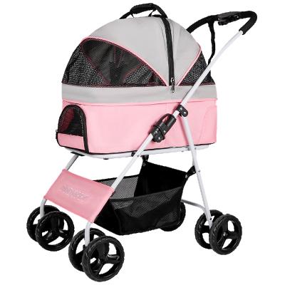 China Sustainable Portable 4 Wheel Pet Stroller Folding Detachable Dog Carriage For Dogs Puppy for sale