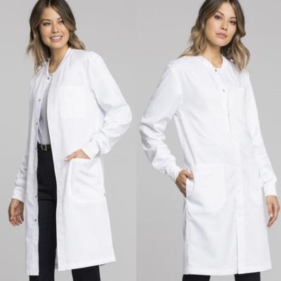 China Resistance Fluid Fashion Coat Lab Use Medical or Hospital Unisex Cotton Knitted Sleeve Cuff Women Lab Uniform White Coat for sale