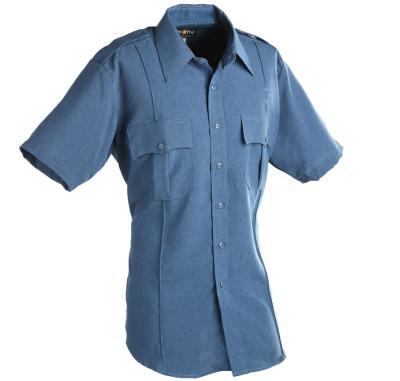 China High Quality Custom Made Short Medium Blue Color Guard Polyester Rayon Sleeve Polyester Sleeve Uniform Shirt for sale