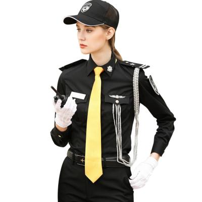 China Custom Made Security White Shirt Security Guard Workwear Women Black Color Female Security Guard Uniform For Sale for sale