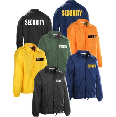 China Guard Waterproof Nylon Fabric Snaps Design High Quality Custom Made Mens Anorak Green Security Guard Jacket for sale