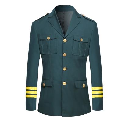 China Security Guard Uniform Custom Long Sleeve Slim Fit Official Official Green Suit Blazer For Men for sale