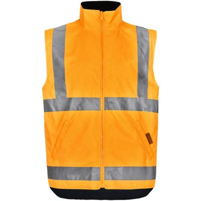 China Water Proof Two Ways To Wear To Keep Warm Orange Color 100% Polyester Fabric Made High Quality Custom Hi-Visibility Safety Reflective Vest for sale