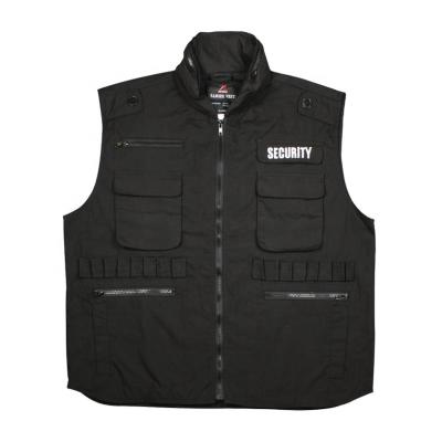 China Custom Security Officers Normal Design Logo Printed Black Polyester Cotton National Security Guard Tactical Vest for sale