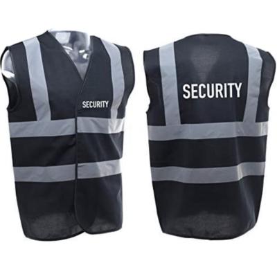 China 100% Polyester Custom Logo Field LED Work Safety Guard Black Reflective Vest High Quality Uniform Printin SNAPSHOT for sale