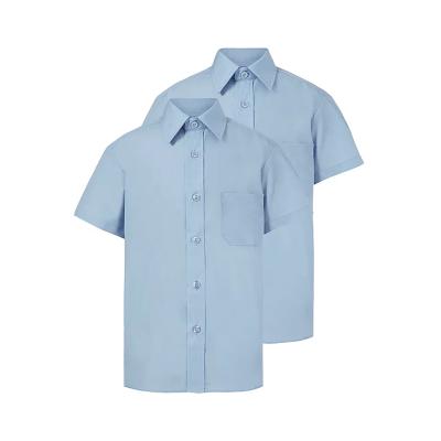 China Light Blue School Uniforms Short Sleeve School Shirt Primary School Uniform Designs for sale