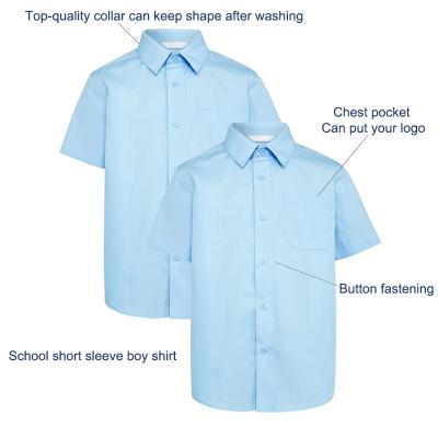 China Classic Short Sleeve Blue White Primary Middle School Uniform School Uniform High School Shirts for sale