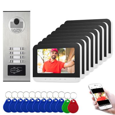 China Multi-apartment tuya villa doorphone intercom with wifi 4 buttons video apartments muti-function intercom security doorphone V70MG-WIFI-8 for sale