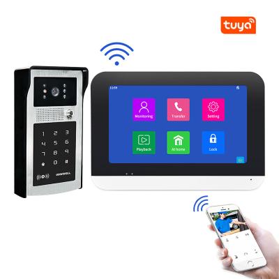 China Family 7 Inch Multi Video Intercom Set 4 Wired Video Door Phone Multi Video Monitor Apartment Phone V70MG-IDS WIFI Video Intercom for sale