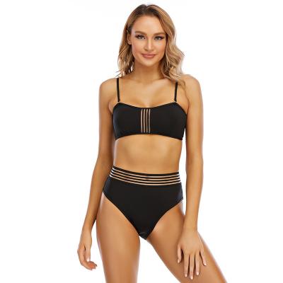 China Black Breathable Charm Two Piece Swimsuit Waist Bra Stretch Triangle Black Sexy Tight Waterproof Ladies Swim Shorts for sale