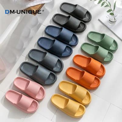 China Cushioning OEM Logo Custom Black Home Bathing EVA DM UNIQUE PVC Sandals Unisex Slides Waterproof Slippers for Women and Men for sale