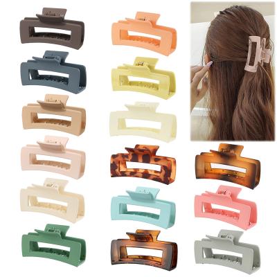 China 2022 European And American Square Matte Grip Clips Pack Set 10.5cm Style Frosted Strong Makeup Bath Hair Claw Non-slip Plastic Clips for sale