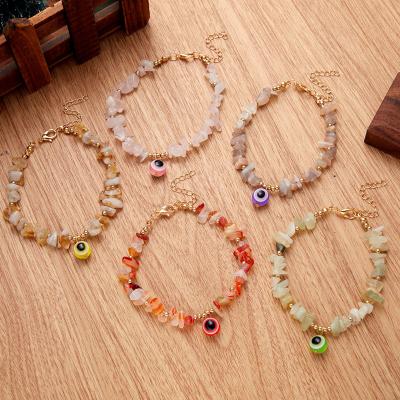 China New CLASSIC Fashionable Adjustable Handmade Colored Natural Stone Charm Devil Eye Charm Beaded Bracelet for sale