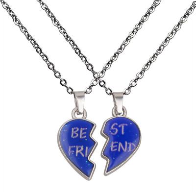 China 2022 Fashion Angel Wings Love Necklace Mood Couple Best Friend Puzzle Necklace for sale