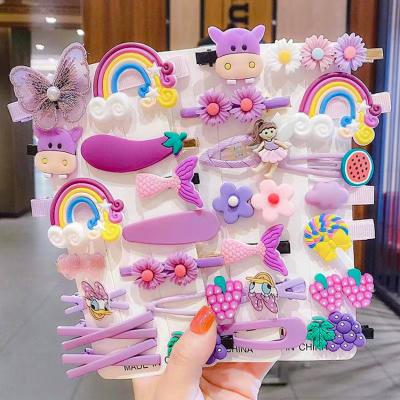 China European and American cartoon cute fruit girls style hairpin rainbow sweets animal colorful hair clip set for sale