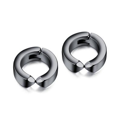 China Ring Stainless Steel Hot Fashion Men's Earrings Cut On Small Minimalist Metal Drop Earrings for sale