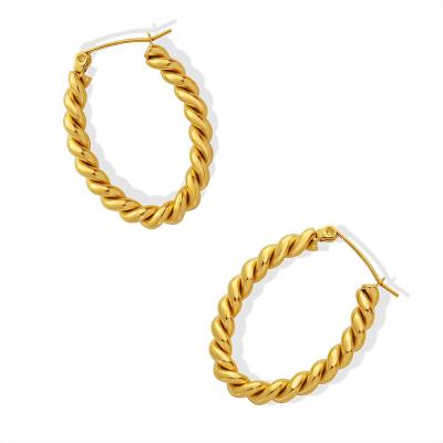 China New FASHIONABLE European and American Geometric Niche Style Statistical U Shape Rope Braided Earrings, Stainless Steel Gold Plated Earrings for sale