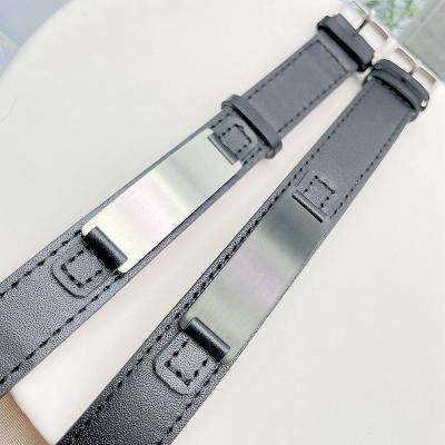 China Stainless steel band casual/sports accessories, length men's fashion adjustable black leather strap, European and American for sale