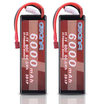 China AWANFI Toys Battery 11.1V 6000mAh 80C 3S Lipo Battery with Deans T Plug Battery for RC Car Boat Truck Helicopter Airplane 2 Packs for sale