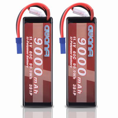 China Toys 3S 9000mAh Lipo Battery 11.1V 100C EC5 Connector with Metal Plates RC Battery for RC Car Truck Tank Racing Hobby Models (2 PACKS) for sale