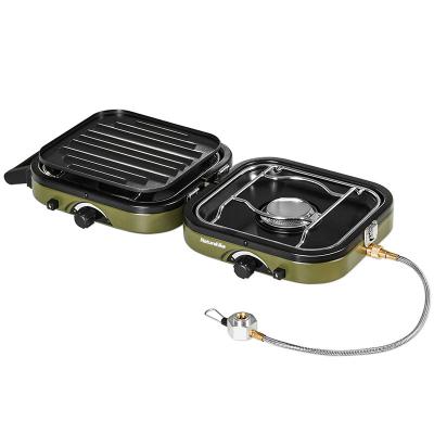 China Outdoor Portable Collapsible Camping Stove Gas Cookware Naturehike Picnic Camping Cookware Two Burner Gas Camping Grill Stove Double for sale