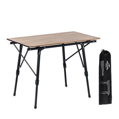 China Minimalist Naturehike Picnic Wood Grain MW03 Outdoor Camping Aluminum Alloy Height Portable Adjustable Folding Table for sale