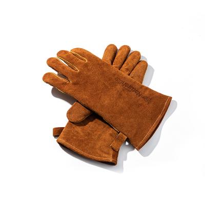 China Outdoor Camping Picnic Naturehike Heat Proof Leather Grill Fire Glove Cow Split Insulation Leather High Temperature Resistant Flame Retardant Gloves for sale