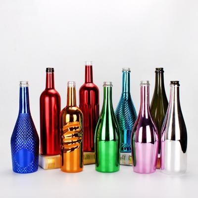 China Wholesale clear glass electropaling wine bottles belly champagne bottle 750ml alcohol packaging factory price large... for sale