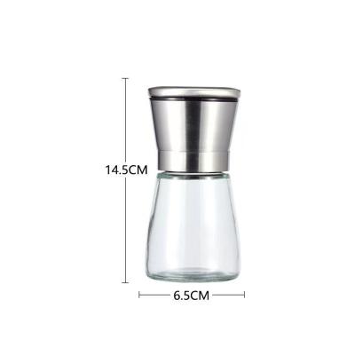 China Food factory price direct home use mini manual spice grinder salt and pepper grinder glass bottle for sale