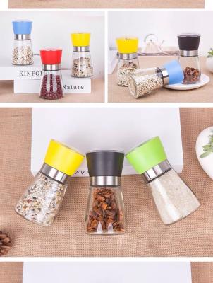 China High Quality Stainless Manual Food Glass Jars Dry Grinder Spice Salt and Pepper Bottle Grinder for sale