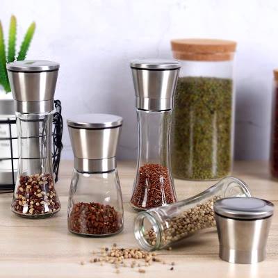 China Small Food Packaging Glass Bottle Peugeot Cayenne Cheap Dry Salt Pepper Grinder for sale