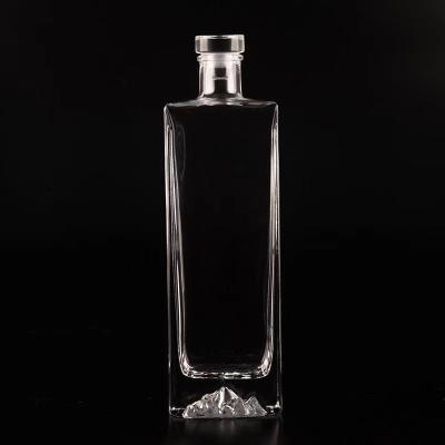 China Beverage Thick Bottom Clear Glass Wine Bottle 200ml 375ml 500ml 750ml 1000ml For Vodka Whiskey With Stopper for sale