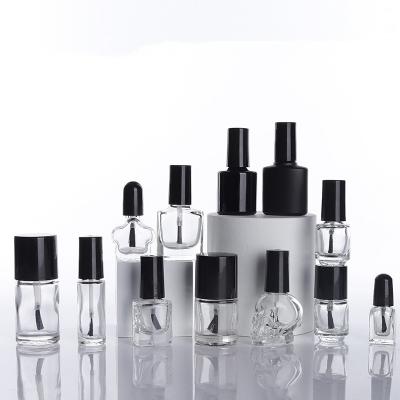 China Clear Black Empty Cosmetic UV Gel Nail Polish Single Glass Bottle 7ml 9ml 10ml 12ml 13ml 15ml For Nail Polish Gel for sale