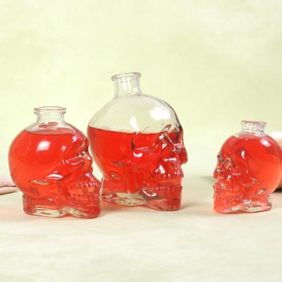 China Viable Manufacturers Sell Custom Skull Glass Bottle Wine Cocktail Ginseng Vodka Glass Bottle 100ml 180ml 400ml 750ml for sale