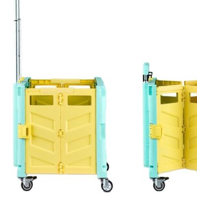 China Laundry Market Collapsible Shopping Bag Trolley Plastic Super Basket Rolled Chair Folding Beach Cart With Lid Shopping Trolley for sale