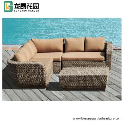 China UV Resistance PE Rattan Wicker Outdoor Cushioned Sectional Sofa Set Garden Patio Furniture Set (Beige Cushion) for sale