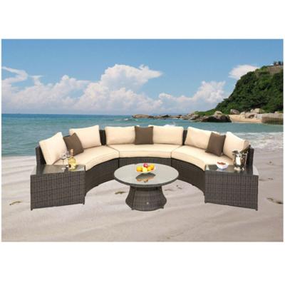 China UV Modern Outdoor Patio Garden Rattan Halt Round Hotel Restaurant Resistance Sofa Set With Aluminum Frame for sale