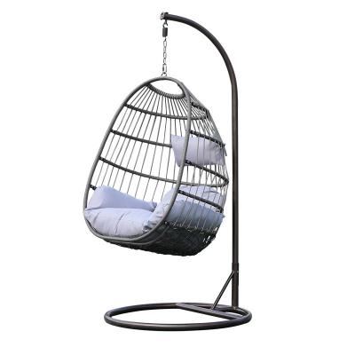 China UV Resistance PE Rattan Outdoor Hanging Chairs Wicker Garden Swing Chairs Patio Chairs for sale