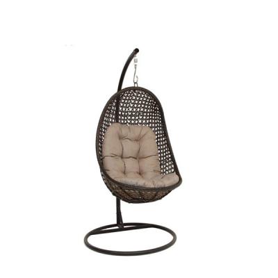 China UV Foldable Rattan Wicker Outdoor Garden Chair Egg Resistance Swing Hanging Chair with Metal Stand for sale