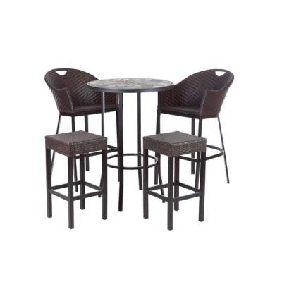 China Restaurant Cafe Furniture Outdoor UV Resistance Cafe Bar Table And Chair Set With Rattan Cover for sale