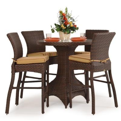 China Luxury High Counter Height Bar Tables And Chairs Plastic Rattan Restaurant Dining Set For Outdoor for sale