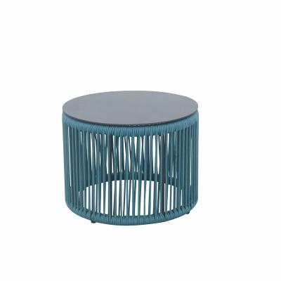 China UV Resistance Outdoor Nordic Rope Small Side Table With Powder Coating Aluminum Frame for sale