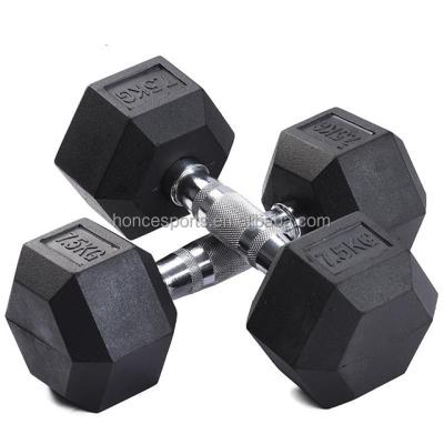 China Rubber Covered Dumbbell Hex Dumbbell for sale