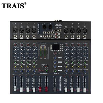 China Professional Performance Channel ET-8 USB 8 Stage Audio Mixer for Performance Game Music Party Singing DJ Live Mixing Console for sale