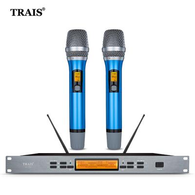 China Kv-702 1 to 2 Channel Professional Wireless Karaoke Microphone UHF Clear Sound KTV for Performance Party Singing for sale