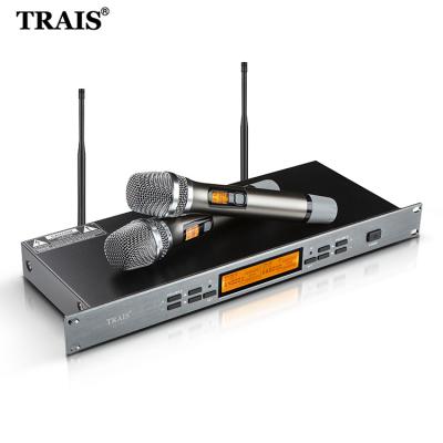 China Factory Direct Professional Kv-802 Stage Performance Karaoke KTV Part UHF Singing Clear Sound 2 Channel Wireless Handheld Microphone for sale